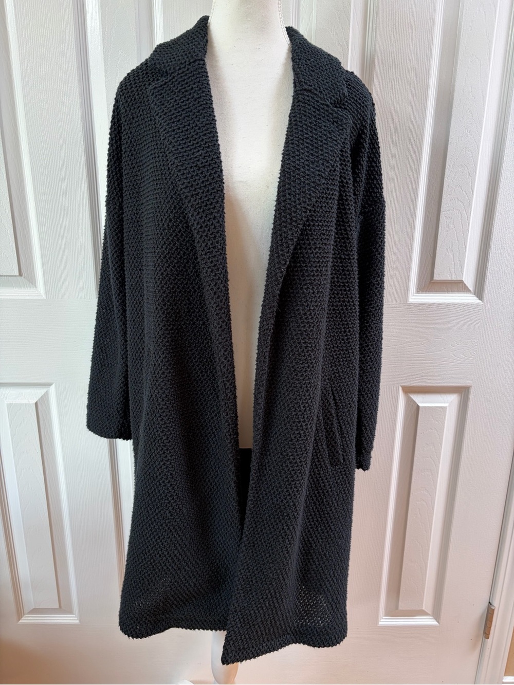Marine Layer Black Birdseye Open Front Cardigan Coat Size M